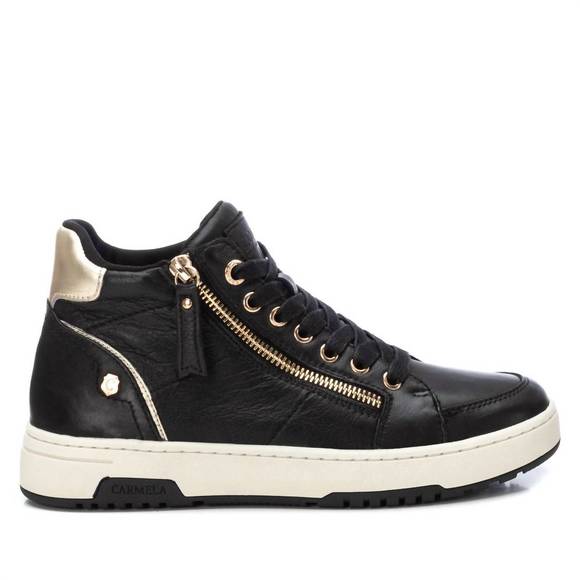 NEW XTI women's leather high top sneakers in black - Picture 1 of 3